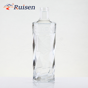 Botella de Licor de Vidrio Transparente Redonda de 700 ml, de Paredes Gruesas, Hermética, Vacía y Personalizable para Vodka, <span class=keywords><strong>Johnnie</strong></span> <span class=keywords><strong>Walker</strong></span>, Ron - Product Image 1