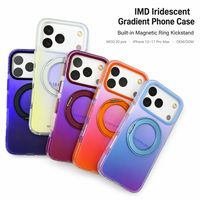 Coque de téléphone IMD Aurora Gradient pour iPhone 16 Pro Max avec béquille, compatible charge sans fil, antichoc, multicolore, OEM, vente en gros