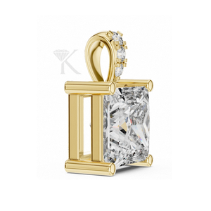 Colgante de Diamante Natural Corte Princesa Flotante Estructural, Chapado en Plata, Lujo, Certificado IGI, Elegante y Fino - Product Image 2