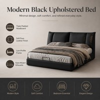 Cadre de lit moderne en similicuir avec tête de lit à panneaux doux pour chambre Queen