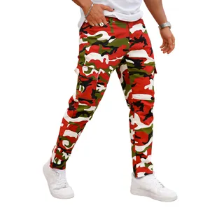 Custom Wholesale Camouflage Elastic Leg Outdoor Sports Slim Cargo Pants Men