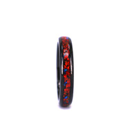 6mm Schwarzer Wolfram-Kuppelring mit Rotem Opal für Verlobung Jubiläum Eleganter Paarring