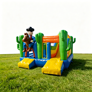 Structure gonflable commerciale en PVC, thème Western Cowboy Cactus, avec toboggan et aire de saut, pour enfants, idéale pour la <span class=keywords><strong>location</strong></span> de fêtes Western - Product Image 4