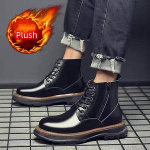 New Men's <b>Boots</b> Cowhide Casual Large Shoes High Top Outdoor Work <b>Boots</b> - Product Image 5