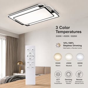 Lámpara de techo LED moderna de acrílico y hierro, empotrada, regulable a distancia, tricolor, 160W 240W, para sala de estar, dormitorio, hogar. - Product Image 4