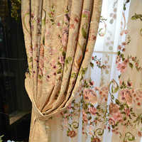 Voilage de rideau en chenille brodé de qualité supérieure avec motif floral pivoine pour la décoration des baies de salon et des fenêtres octogonales