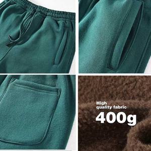 Yudi 400g กางเกงกีฬาผ้าฟลีซพิมพ์ลายแบบผูกเชือกสีทึบกางเกงขายาวลำลองบางรุ่นพื้นฐาน - Product Image 2