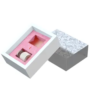 Rosa enlatados cosméticos embalagem caixa cartão embalagem caixa postal com forro feminino rosto creme papel embalagem caixa presente