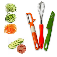 Portable 3 pièces coloré cuisine ensemble d'outils manuel batteur à oeufs fouet éplucheur couteau Combo pour la cuisson cuisson usine en gros