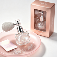 Nouveau design – Flacon de parfum vide en verre de 10 ml en forme de chat, mignon, avec pulvérisateur à air et poudre scintillante