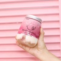 Gobelets jetables en plastique PET à paroi simple, 360 ml/500 ml, en forme de U, formes personnalisées, avec couvercles assortis, pour thé au lait, jus, eau