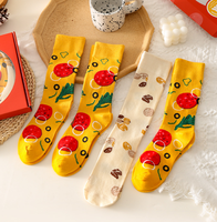 2025 nouvelle tendance Happy Funny Food Pizza Crew chaussettes chaussettes quotidiennes décontractées de haute qualité avec manchette inférieure respirante pour le printemps