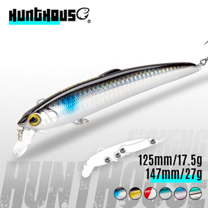 Leurres de pêche Hunthouse Minnow 90/125/147mm, leurres durs flottants, wobblers, jerkbaits, matériel de pêche artificiel pour bar et <span class=keywords><strong>brochet</strong></span> - Product Image 1