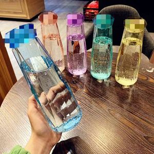 Bouteille d'eau sport en verre cristal coloré écologique 400-500ml avec couvercle diamant à vis, compatible micro-ondes et lave-vaisselle - Product Image 3