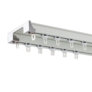 Rail de rideau <span class=keywords><strong>double</strong></span> en alliage d'aluminium écologique, système de rail coulissant silencieux à montage au <span class=keywords><strong>plafond</strong></span> personnalisé pour la décoration intérieure - Product Image 2