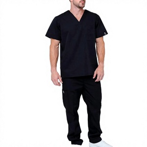 Vêtements d'infirmière personnalisés en gros, col en V, unisexe, manches longues, blouses médicales, logo brodé, polyester extensible, spandex, tenue de travail hospitalière - Product Image 1