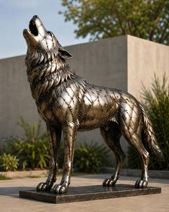 Escultura de Lobo de Bronce Fundido a Medida, Moderna, de Metal, Estatua de Animal de Cobre para Decoración Pública de Parques y Jardines Urbanos - Product Image 4