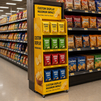 Étagère de présentation pliable en métal robuste pour les chips, le pop-corn, les craquelins, les biscuits et les gâteaux