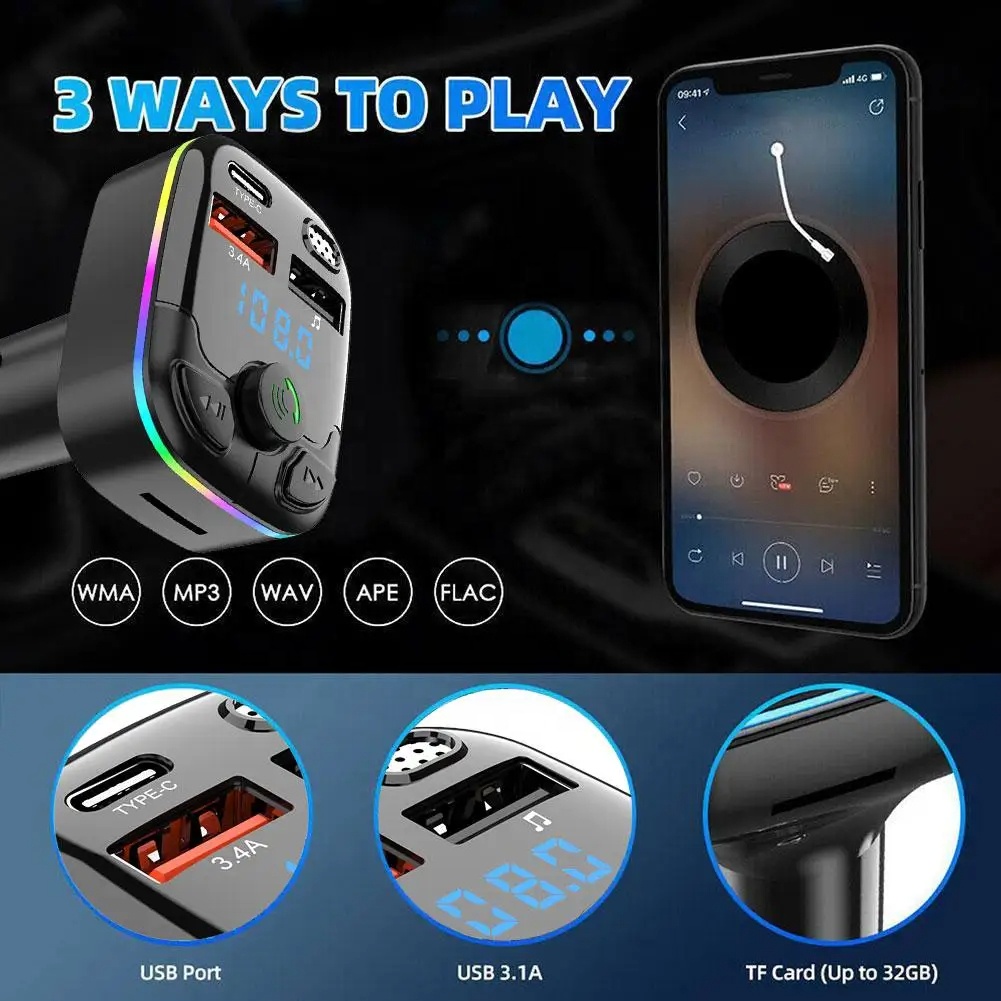 Trasmettitore Fm Vivavoce Wireless Per Auto Q-c66 Caricatore Musicale Doppio Usb Andowl