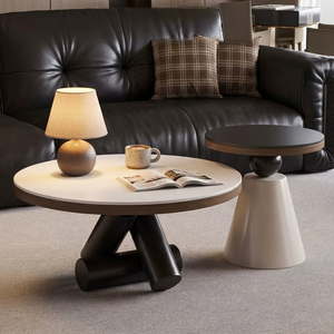 Set di Tavolini <span class=keywords><strong>da</strong></span> Caffè Rotondi Geometrici Minimalisti Italiani, Tavolo Centrale Moderno di Lusso per Soggiorno, Appartamenti di Piccole Dimensioni - Product Image 1