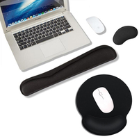 Ensemble de tapis de souris ergonomique pour jeux avec repose-poignets, base antidérapante personnalisée, mousse à mémoire de forme et tissu résistant à l'eau, noir