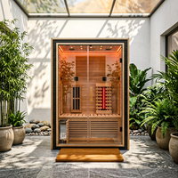 Authentische 2-Personen Traditionelle Finnische Sauna - Indoor-Heimdampfbad mit Edelstahl-Saunaofen & Premium-Hemlockholz