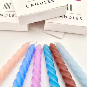 Colorful Twisted Spiral <b>Taper</b> Stick <b>Candle</b>-Smokeless Unscented for Halloween Christmas Weddings Bars Home Decor - Product Image 2
