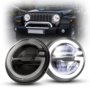 Faro LED con Halo para Jeep Wrangler JK 2007-2017, para Jeep <span class=keywords><strong>Sahara</strong></span> Rubicon Sport S TJ LJ Unlimited CJ7 CJ8, Accesorios de Iluminación - Product Image 1