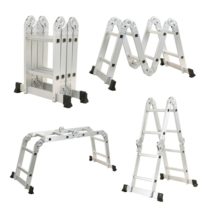Heavy Duty Foldable Ladder Có Thể Gập Lại Hai Mặt Một Loại Nhôm Bước Thang 4 Lần * 2 Bước
