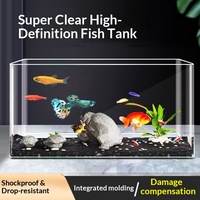 Aquarium en acrylique transparent avec couvercle, aquarium pour poissons rouges, design paysager super blanc pour bureau et usage domestique, Chine
