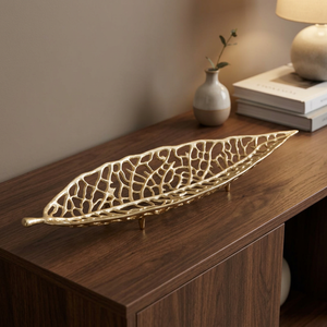 Modern Bold Elegance <b>Leaf</b> <b>Decorative</b> Tray Irregular Shape Plant Pattern Metal Handicraft <b>Wall</b> Art Accent Piece - Product Image 2