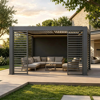Pergola motorisée intelligente en aluminium, lames orientables, protection UV, écologique, autoportante, sur mesure, pour jardin extérieur