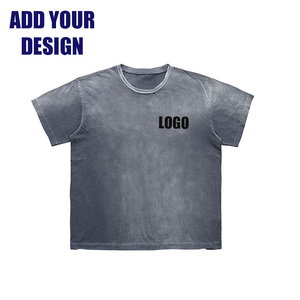 Customized Vintage Short Sleeve Printing T Shirt Premium O‑Neck Oversized <b>Tshirt</b> 100% Cotton Blank Distressed T-shirt For Men - Product Image 2