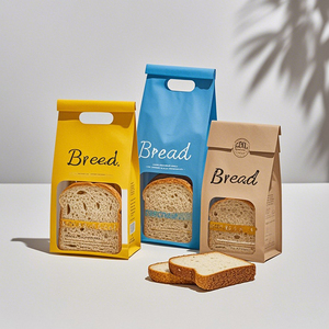 Factory Manufacturer Custom <strong>Logo</strong> <strong>Printed</strong> Bakery Food Grade Packaging Brown Kraft <strong>Paper</strong> Reusable Bread <strong>Bag</strong> <strong>with</strong> Plastic Window - Product Image 1