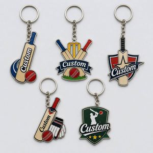 Porte-clés personnalisés en gros de haute qualité, modèle chauve-souris, design sur le thème de l'athlétisme, souvenir du club de cricket - Product Image 1