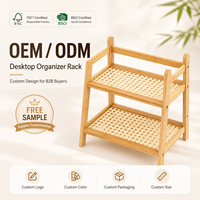 Accessoires de rangement multi-usages en bambou crème style antique pour bureau, double organisateur et porte-gobelets