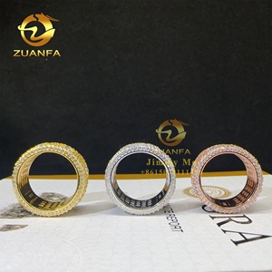 Anillo de Eternidad de Plata de Ley 925 con Diamantes Moissanite VVS, Estilo Rapper, Joyería de Moda, Totalmente Cubierto de Diamantes, Pasa el Test de Diamantes - Product Image 5