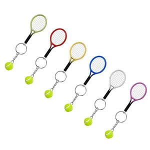 Schlussverkauf 3D-Tennisball solide Farbe Kunststoff Sport-Schlüsselanhänger für Haus-Autoschlüssel