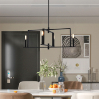 Suspension industrielle personnalisée en gros à 4 lumières E12, hauteur réglable, style minimaliste américain pour salons et salles à manger