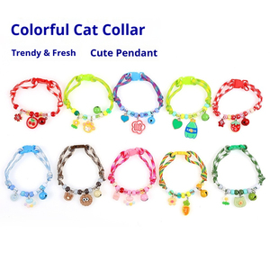 <span class=keywords><strong>Collar</strong></span> de Lujo para Gato con Diseño Trenzado en Contraste, Lindo Estampado de Huella, Campana Sencilla, de Poliéster, con Dibujos Animados, Ajustable, para Todas las Estaciones - Product Image 2