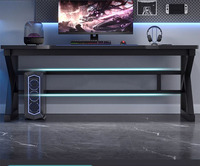 WDY Bureau Gaming Ordinateur E-sports Fibre de Carbone Noir Table PC Gaming