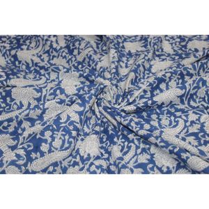 Nueva Tela de Algodón Azul y Blanco con Estampado Artesanal Hindú, Estampados Naturales, Vestidos Ligeros para Niños, Decoración para Cortinas y Bolsos - Product Image 6