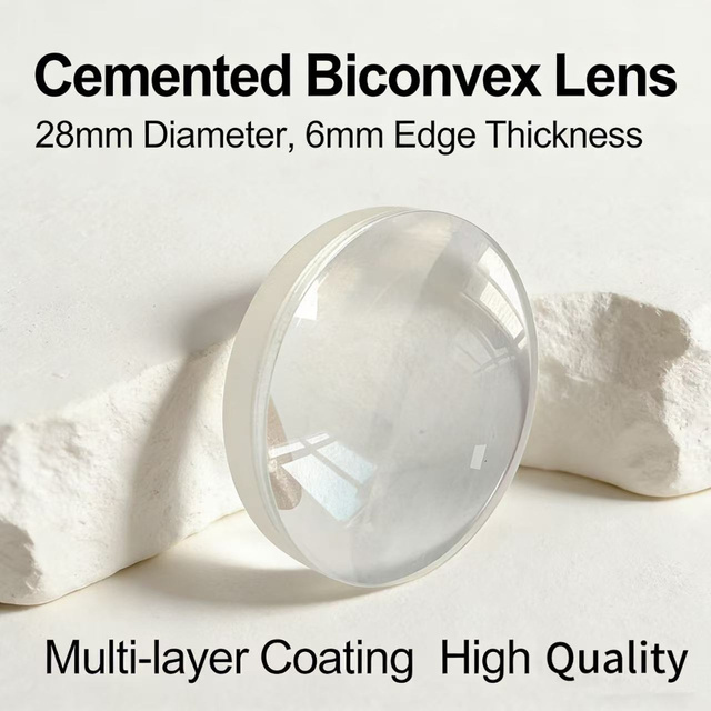 Optical Glass Cemented Biconvex Lens 28mm Diameter 6mm Thickness Custom Specification for Precision Imaging Systems