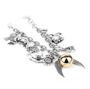 Pulsera con colgante de la escuela mágica de la película, soplones dorados, sombrero de búho, escoba, joyería de aleación - Product Image 2