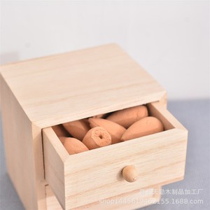 Wooden <b>storage</b> <b>box</b>, mini furniture, two-layer <b>drawer</b> <b>storage</b> <b>box</b>, jewelry <b>box</b>, natural wood color incense burner. - Product Image 4