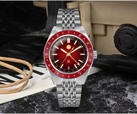 Vente en gros de montres automatiques mécaniques en acier inoxydable de style chinois vintage San Martin Dragon Limited GMT Diver pour homme