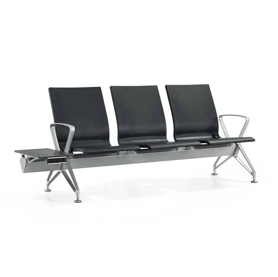 Pu köpük havaalanı sandalyesi 3 kişilik bekleme koltuğu güç kablosu ile yan masa