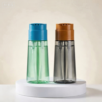 Bouteille PET 200ml+200ml à double tube et double pompe, vente directe usine, pour teinture capillaire et shampoing, emballage plastique noir sérigraphié avec bouchon à vis
