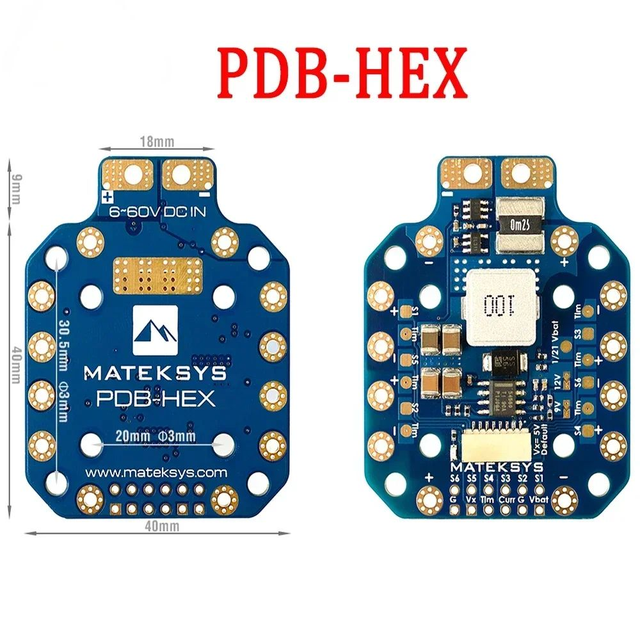 MATEK PDB-HEX 2-12S 5A 5V/9V/12V BEC Power Distribution Board PDB Outputs High Precision Current Sense for FPV Racing