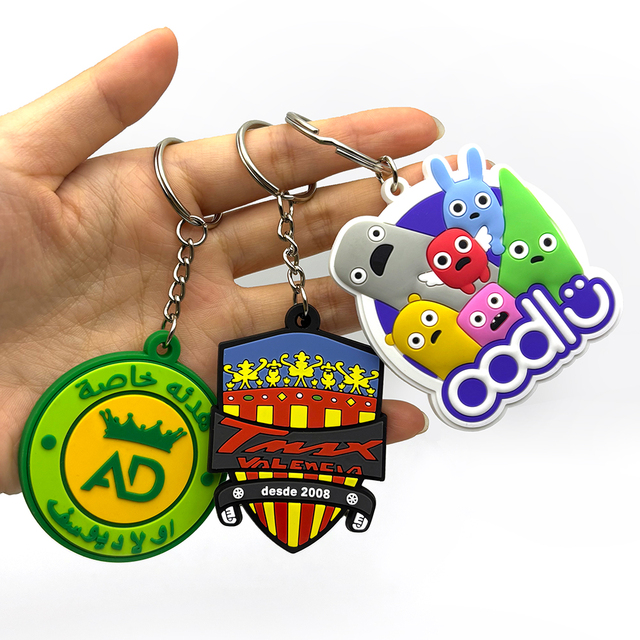 Wholesale Promotional Custom Logo Rubber 2d 3D Die Cut Pvc Soft Plastic Character Letter Kid Personalized Gift Keychain in Bulk